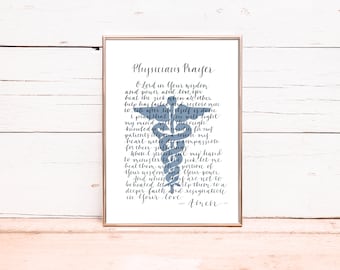 Physician's Prayer | Doctor's Prayer | Medical Professional | Doctor Gift | DIY Printable
