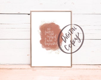 Do Justice | Love Mercy | Walk Humbly | Scripture art work | Hand lettered | Christian art | wall art | home decor | words to live by