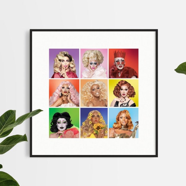 Rupauls DragRace Queens Poly Art Poster/Can I get an Amen/RPDR/LGBTQIA Pride/Shantay you stay/RuPaul AllStars/Frame NOT included