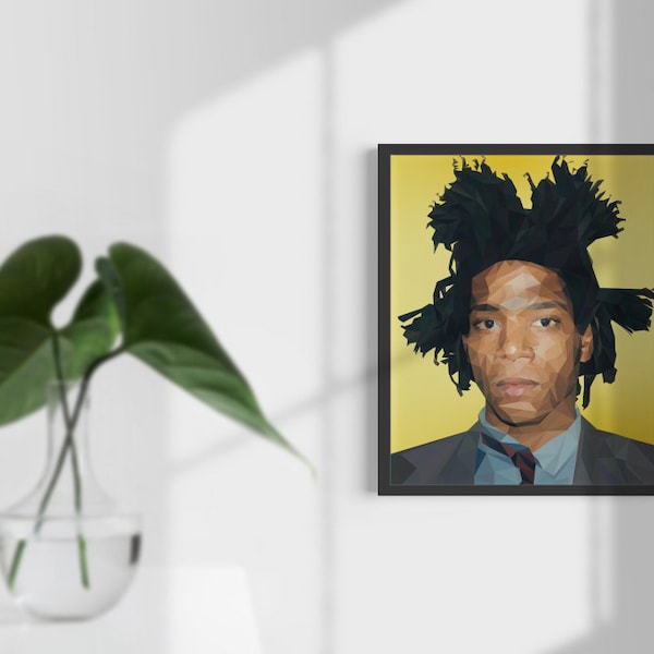 Jean-Michel Basquiat Poly Art Portrait / Graffiti Künstler / Pop Art Bewegung / Basquiat und Warhol / RAHMEN NICHT INBEGRIFFEN