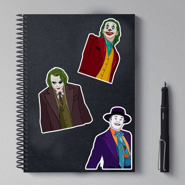 The Jokers Illustrated Sticker Pack/Heath LedgerVinyl Sticker/The Joker Movie/Laptop Sticker/Macbook Sticker/Bumper Sticker/Decal/Joker Gift