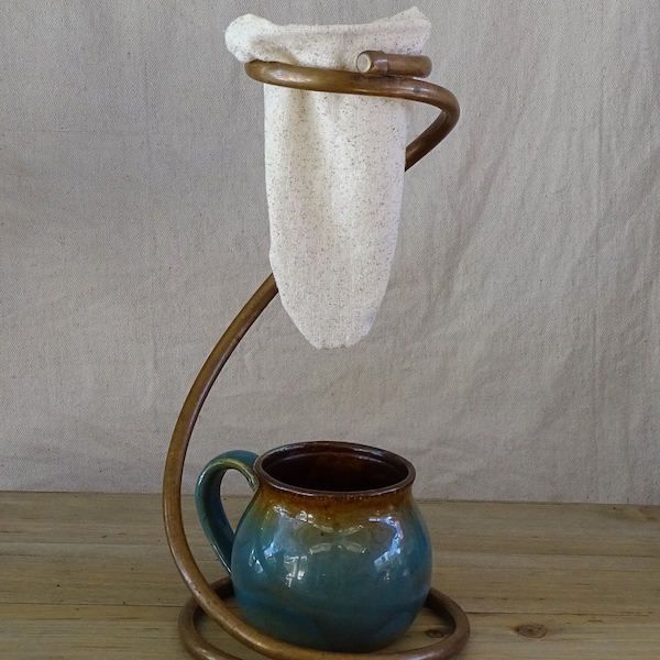 Coffee Sock Drip Stand | Handmade Copper Chorreador Pour Over Gift | Costa Rican Bolsita  | Coffee Sock Strainer | Retro Coffee Maker