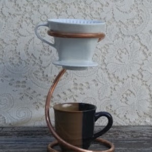 Melitta Pour Over Copper Drip Coffee Gift | Porcelain Single Cup Dripper | Reusable Cotton Coffee Filter | Vintage Coffee Maker