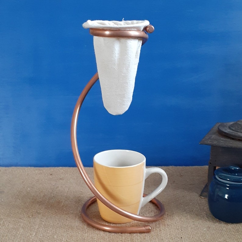 Coffee Sock Drip Stand Handmade Copper Chorreador Pour Over Gift Costa