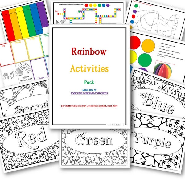 Rainbow Toys Printable, Screen Free Activities, Preschool and Kindergarten Games, Rainbow Games Printable, Quiet Rainbow Toys for kids