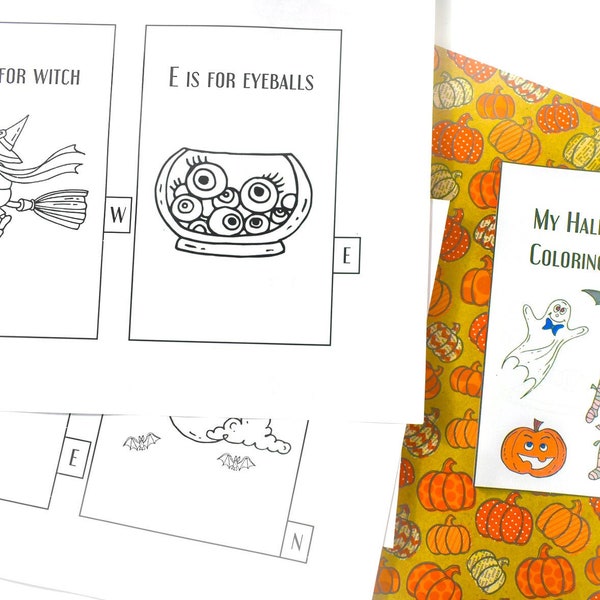Halloween Coloring Book, Printable Halloween coloring pages for kids, Halloween coloring booklet, Halloween party activity for kids,