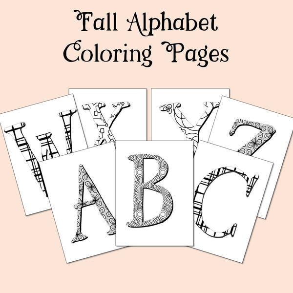 Fall Coloring Pages, Alphabet Coloring Book, Preschool, Colouring, ABCs, Educational Printables, Alphabet Learning Aids, Kids Coloring Fun