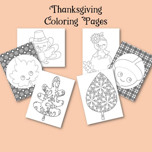 Thanksgiving Coloring Pages, Thanksgiving Printable, Screen Free Activities, Preschool and Kindergarten, Printable Coloring , Adult Coloring