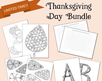 Thanksgiving Printable, Thanksgiving Activity for kids, Screen Free Activities, Preschool, Kindergarten, Printable Coloring , Adult Coloring