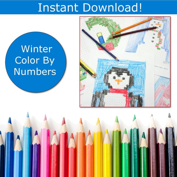 Winter Color By Number, Winter Printable, Seasonal Coloring Pages