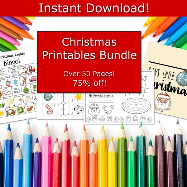 Christmas Printables for Kids, Holiday printable pack, Bundle of Christmas Activities