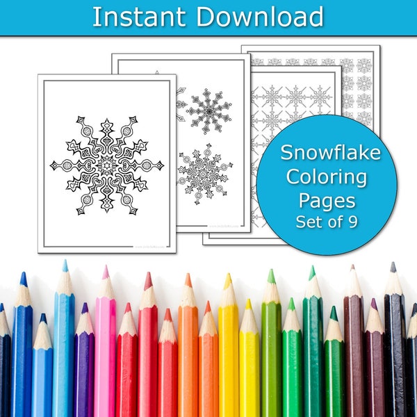 9 page Winter Coloring Page, Grown Up Coloring Kits, Adult Coloring PDF Pages, Coloring for grownup, Anti Stress Coloring Pages to Print
