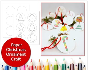 Paper Christmas Ornament Craft, Paper Ornament, DIY Christmas gift from kids, paper craft kit, Class Party Activity, Christmas printable