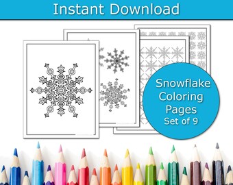9 page Winter Coloring Page, Grown Up Coloring Kits, Adult Coloring PDF Pages, Coloring for grownup, Anti Stress Coloring Pages to Print