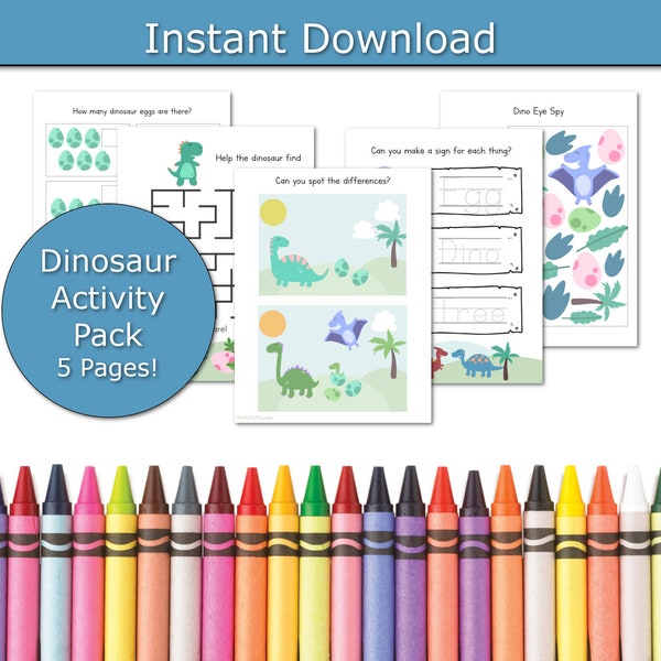 Dinosaur activity pack for preschoolers, Fun dinosaur party games, Dino party activities, printable dinosaur games, Preschool activities