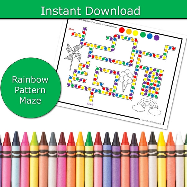 Rainbow Color Maze, Printable Rainbow Activity, Learn Colors Activity, Preschool Activities, Classroom Activities, Patterns for Pre-K Class