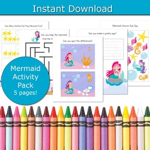 Mermaid activity pack for preschoolers, Fun mermaid party games, Mermaid party activities, printable mermaid games, Preschool activities