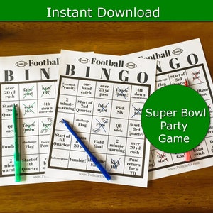 Super Bowl Party Game, Super Bowl Bingo, Watch Party Game, Football game printable, Family friendly football game image 1