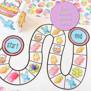 Easter Game for kids of all ages, Easy board game Activity for Easter party, Printable Easter game for preschool classroom, kids dice game image 1