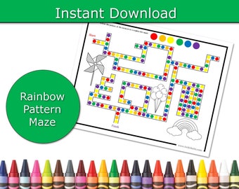 Rainbow Color Maze, Printable Rainbow Activity, Learn Colors Activity, Preschool Activities, Classroom Activities, Patterns for Pre-K Class