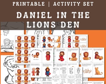 Activités Daniel dans la fosse aux lions pour enfants, activités de coloriage à imprimer pour un sac bien chargé le dimanche ou une fête à l'école biblique chrétienne