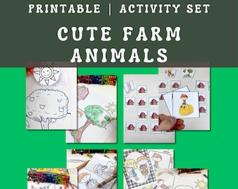 Activités avec les animaux de la ferme pour les jeunes enfants, activités de coloriage à imprimer pour une salle de classe, une école à la maison ou un voyage en voiture