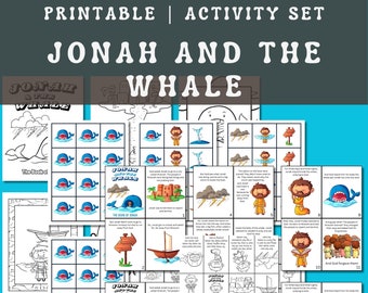 Jonah and the Whale Activities for Young Children, Printable coloring activities for a Sunday busy bag or a Christian Bible School party