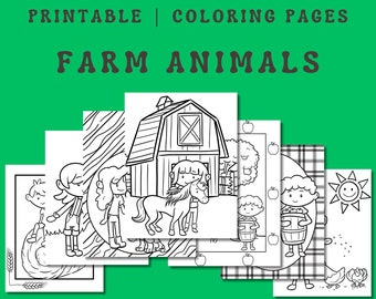 Coloriages animaux de la ferme pour enfants, activité de coloriage à imprimer pour un sac bien chargé ou une fête d'anniversaire.