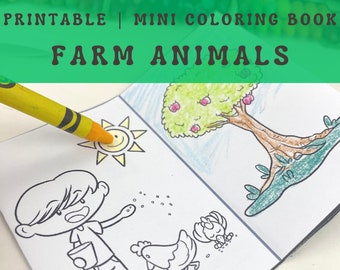 Farm Mini Coloring Book for Kids, Printable coloring activity for a busy bag, classroom, or Birthday party