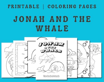 Jonah and the Whale Coloring Pages for Kids, Printable coloring activity for a Sunday busy bag or a Christian Bible School party.