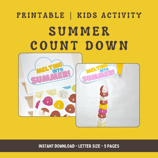 Summer Countdown Activity for Kids | Melting Into Summer printable for classrooms, bulletin boards, and at home.