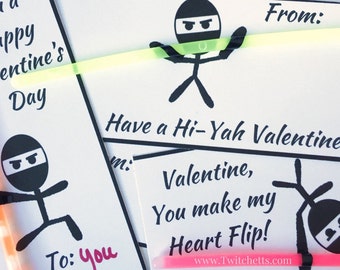 Ninja Valentine's Day Cards, Boys Valentines, School Valentines Cards For Class,Funny Valentine Card Printable,Cards for classmates,For Boys