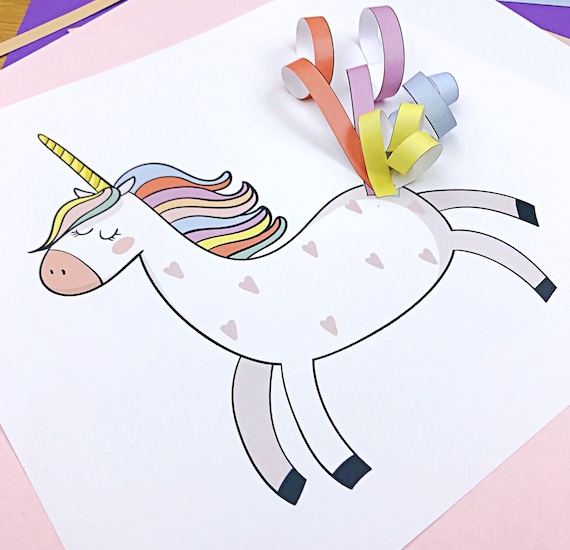 Unicorn Printable Craft for kids Unicorn party activity Etsy