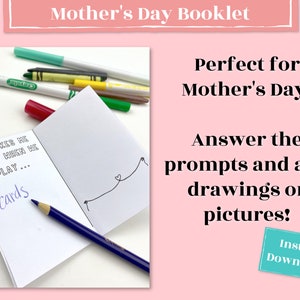 Mother's Day Booklet Perfect Last Minute Mother's Day gift from kids. Mother's Day Printable is great for classroom gifts from young kids image 3