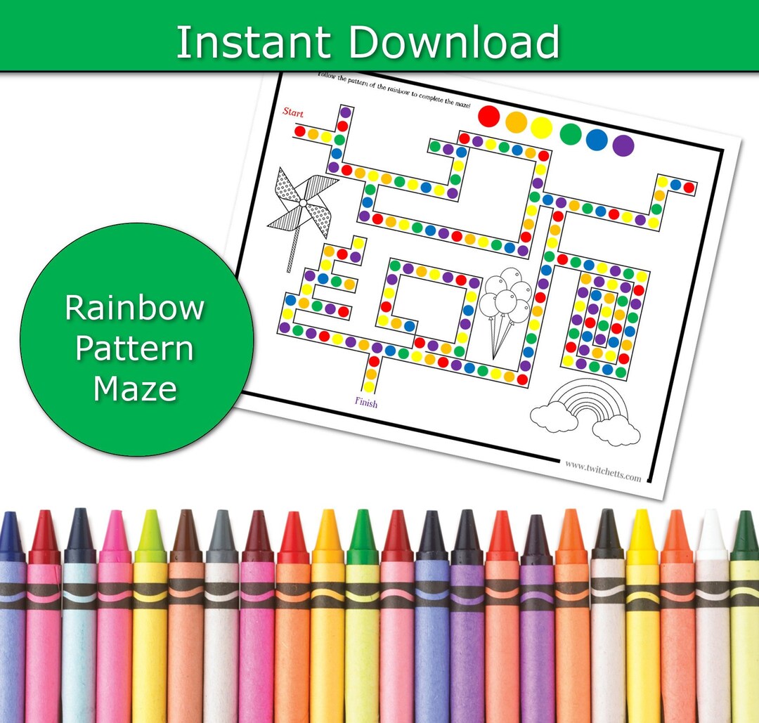 Rainbow Color Maze, Printable Rainbow Activity, Learn Colors Activity ...