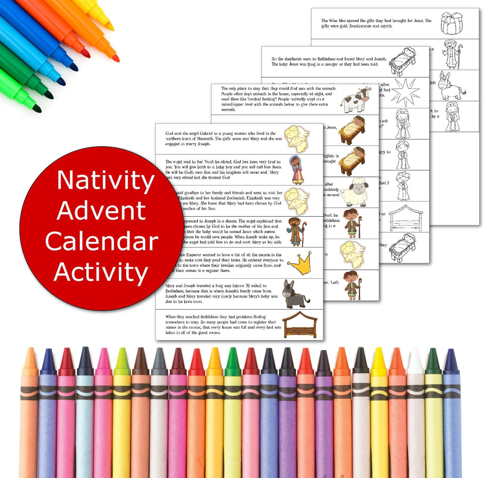 Nativity Advent Calendar Printable Christmas Activity for Etsy