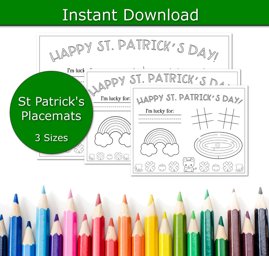 St Patrick's Day Placemats, St Patty's Day Party Placemats, Printable ...