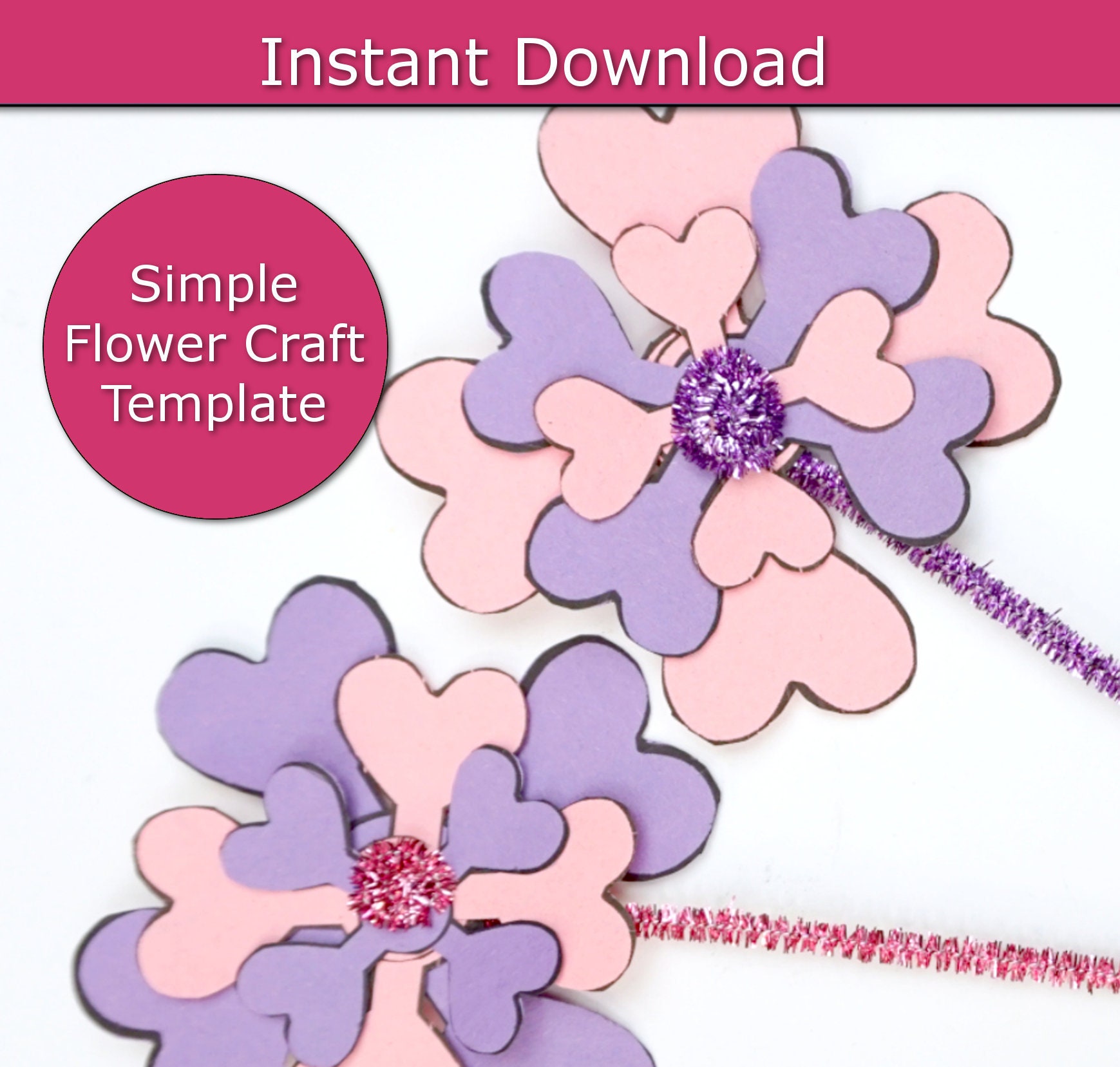 spring flower craft template printable kids craft easy etsy