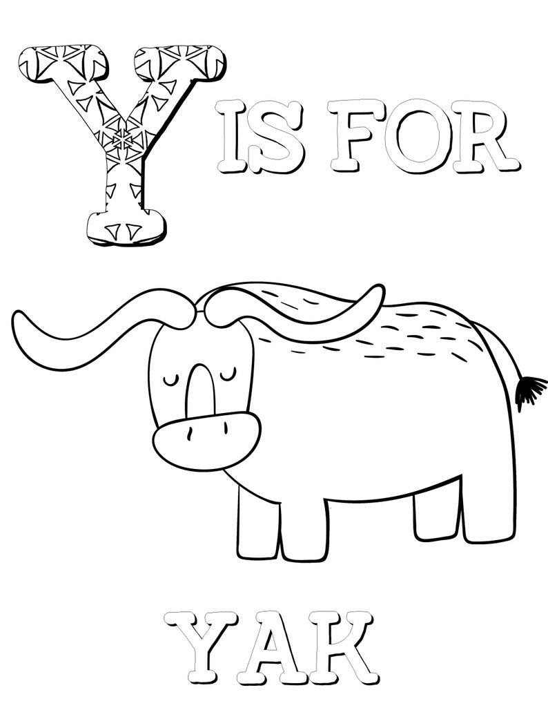 Animal Alphabet Coloring Pages for Kids, ABC Coloring Pages, Preschool Coloring Pages, Coloring Book, ABC Animal coloring book, Letters, ABC image 10