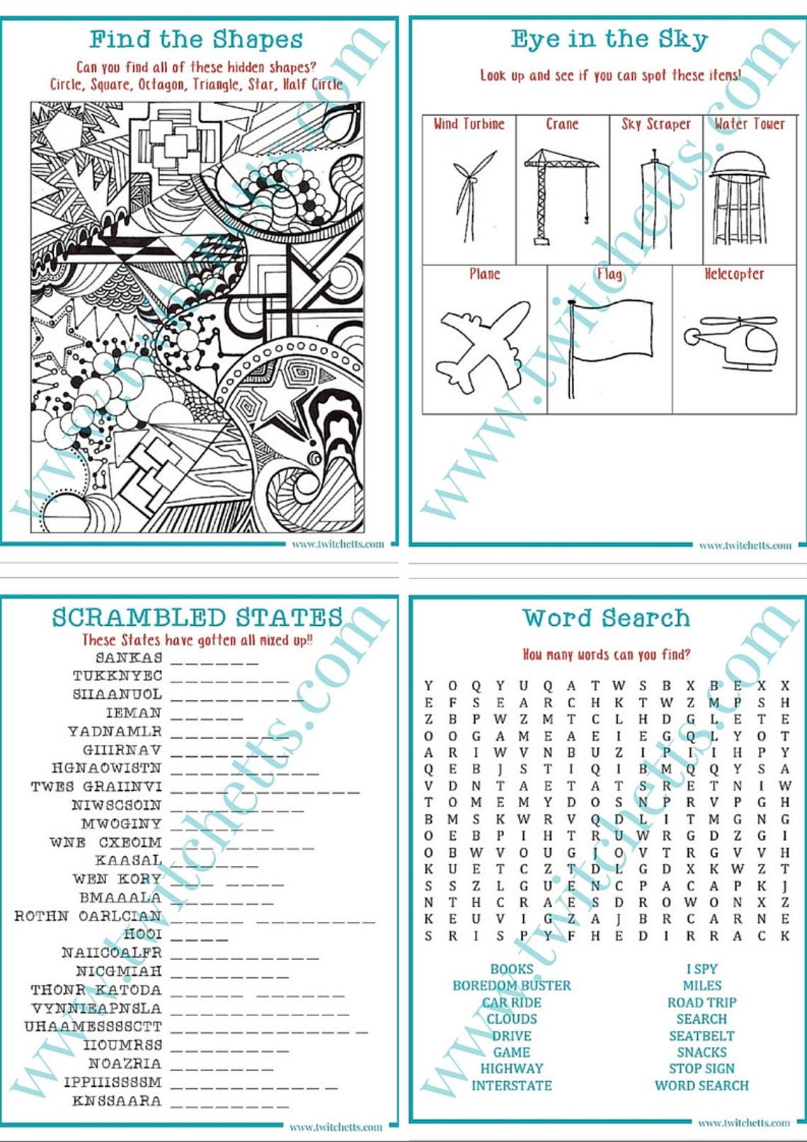 Road Trip Printable, Kid Travel Game, Travel Activity for Kid, Travel ...