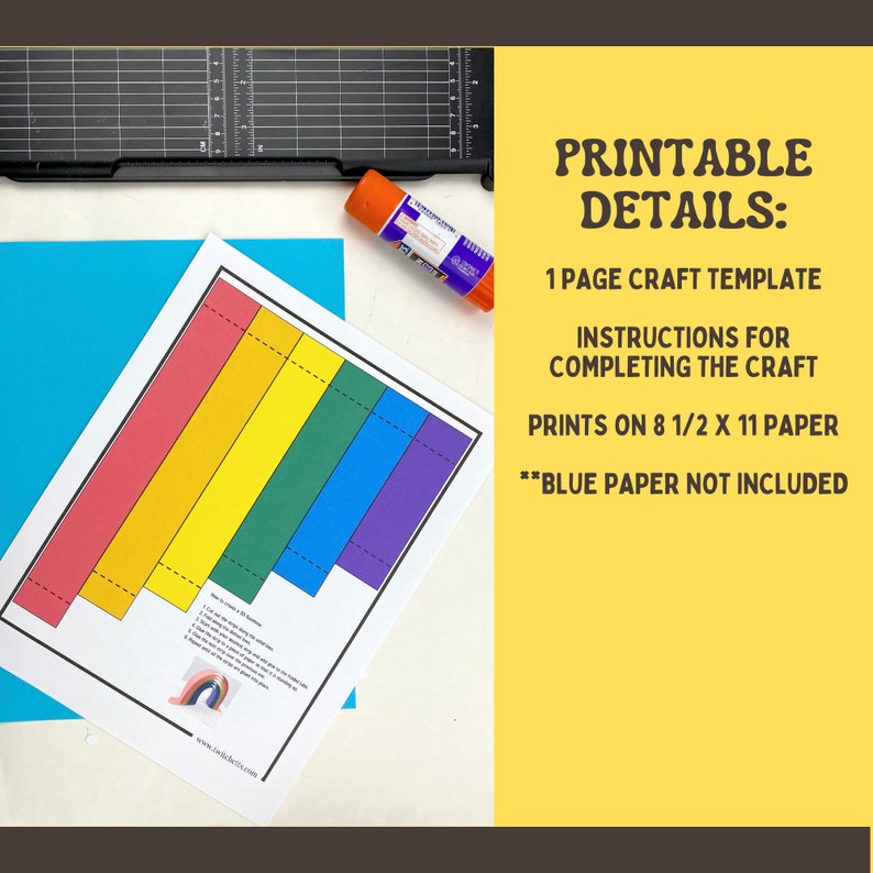 3D Rainbow Craft Template to help kids learn rainbow colors, Printable Rainbow Activity, Preschool Craft, Classroom Craft, Paper rainbow image 7