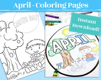 April Coloring Pages perfect for the preschool classroom. Spring themes like April Fools, Earth Day, Easter, April Showers, and Gardening