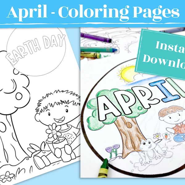 Disegni da colorare di aprile perfetti per la classe prescolare. Temi primaverili come il pesce d'aprile, la Giornata della Terra, la Pasqua, le piogge di aprile e il giardinaggio