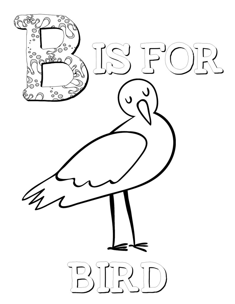 Animal Alphabet Coloring Pages for Kids, ABC Coloring Pages, Preschool Coloring Pages, Coloring Book, ABC Animal coloring book, Letters, ABC image 2