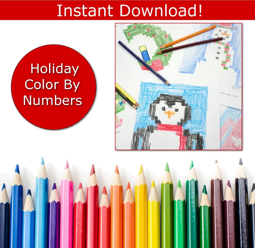 Christmas Color by Number, Christmas Printable, Holiday Coloring Pages - Etsy