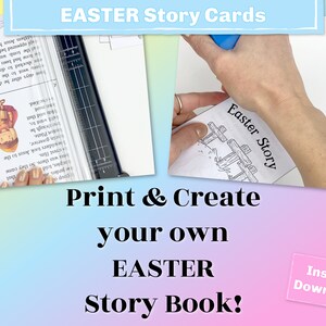 Easter Story Cards for Young Children, Printable Easter coloring activity for a Sunday busy bag or a Christian Bible School party activity. image 2