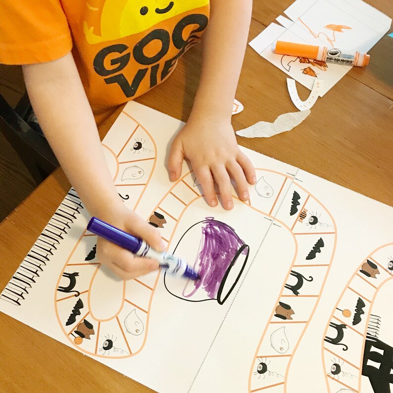 Halloween Game for Kids Printable Board Game for 5 Year Olds Etsy
