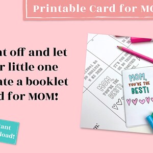 Mother's Day Booklet Perfect Last Minute Mother's Day gift from kids. Mother's Day Printable is great for classroom gifts from young kids image 2