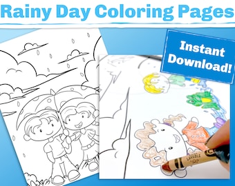 Rain coloring pages for kids. These spring coloring book is perfect for the classroom or at home. Use them during your rain preschool themes