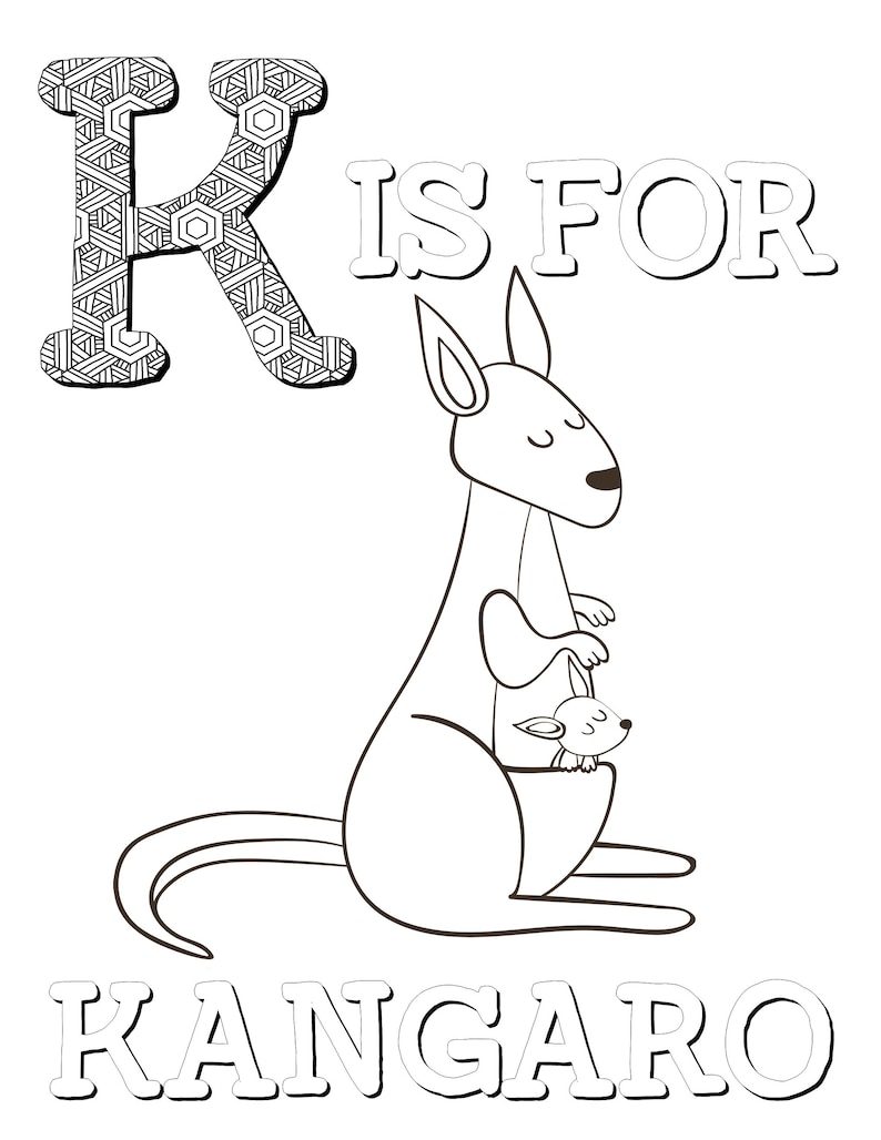 Animal Alphabet Coloring Pages for Kids, ABC Coloring Pages, Preschool Coloring Pages, Coloring Book, ABC Animal coloring book, Letters, ABC image 5